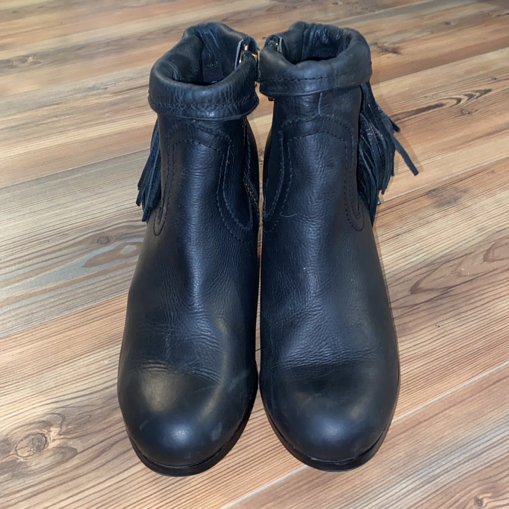SALE 🎉 Sam Edleman Louie Fringe Black Leather booties size 10 - Picture 4 of 13